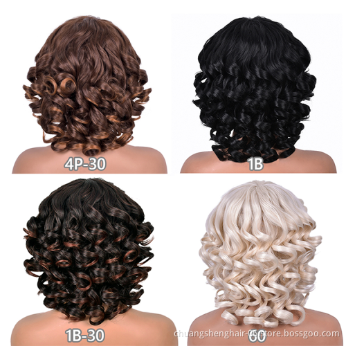 New Style curly Wigs body wave deep straight afro short synthetic fringe kinky curly bob wigs bangs natural hair with bang wig